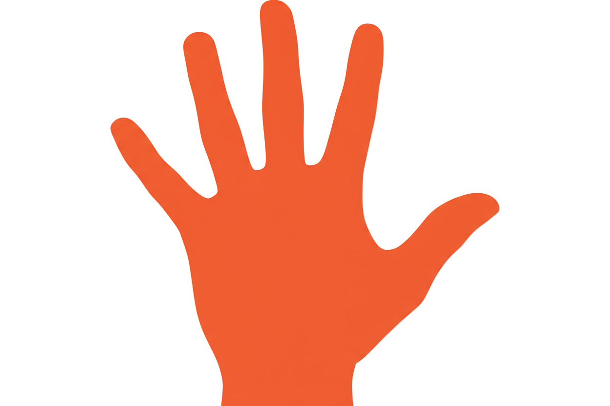 icono de silueta de mano abierta completamente en color #E84D00
